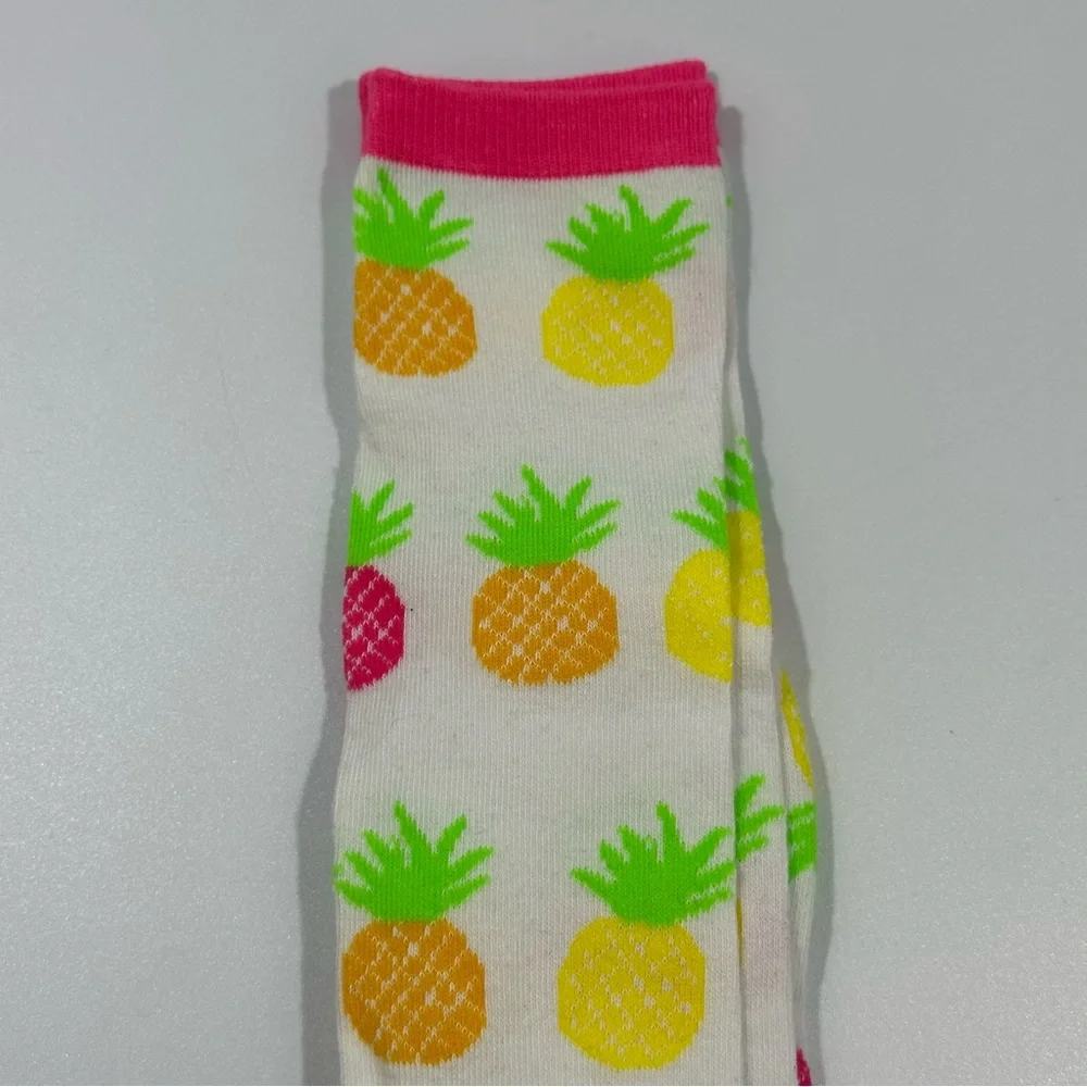 Juncture Fashion Pineapple Colorful Knee High Socks 5-9 Preppy Vibrant Resort